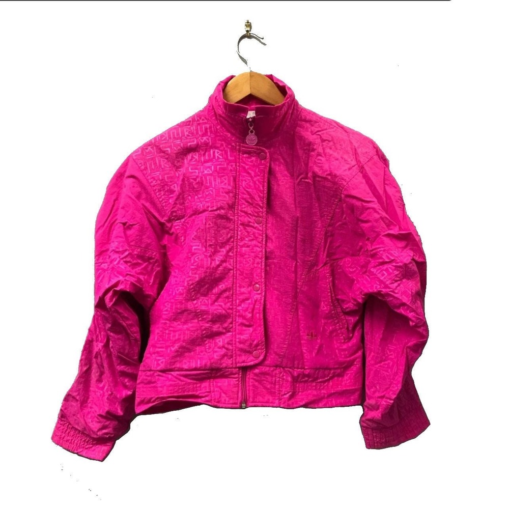 Vintage Adidas bomber jacket 80s 90s womens pink coat